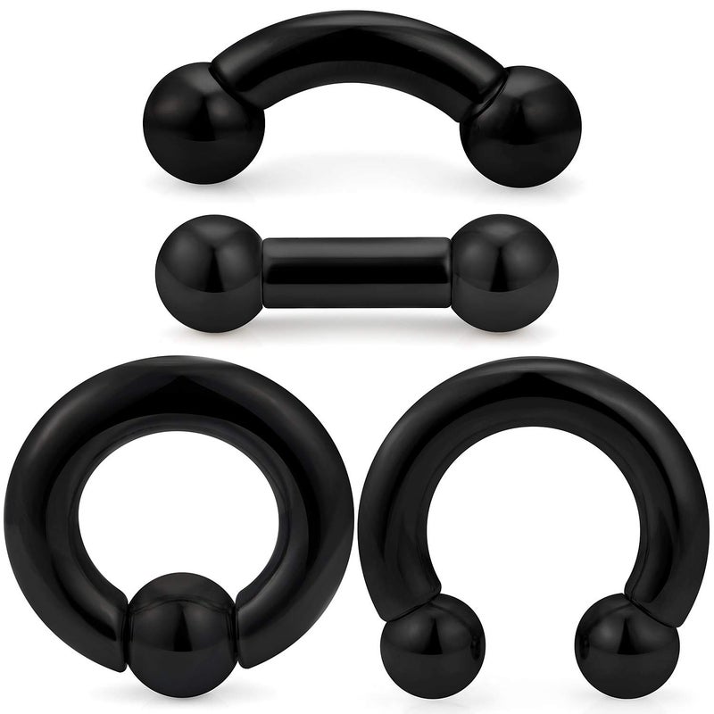 Ocptiy 6G Septum Rings Gauges Tunnel Plug Earrrings stretching kit Large Septum Nose pincher Pa Nipple Lip Tongue Ring Hoop Stainless Surgical Steel Cartilage Helix Earring Piercing Jewerly Women Men - Image 1